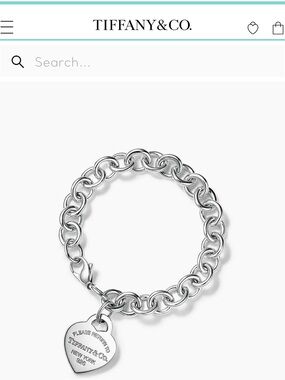 Tiffany & Co. Sterling Silver Heart Tag Charm Bracelet.
